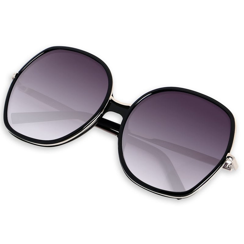 ANDWOOD Oversized Sunglasses for Women Big Large Square Wide Frame Shades Retro Trendy Fashion UV Protection Black Sun glasses - Image 1